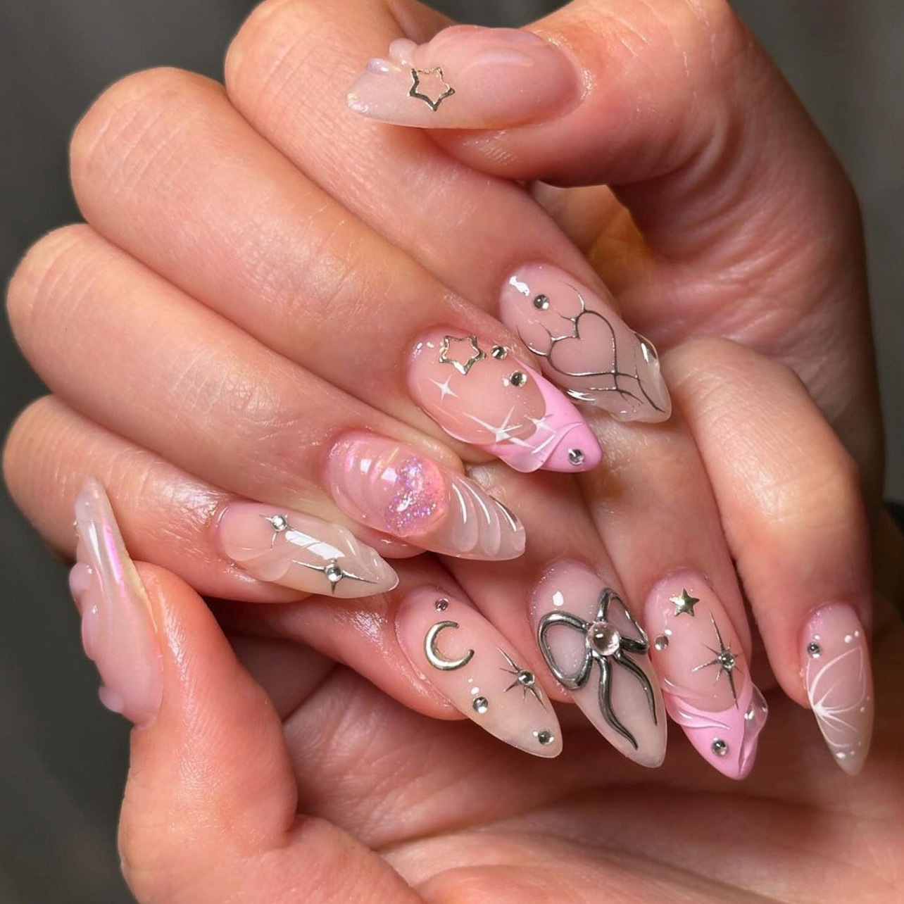 Nail Art Valentines Day - 24 Adet Fiyonklu Takma Tırnak Seti,
