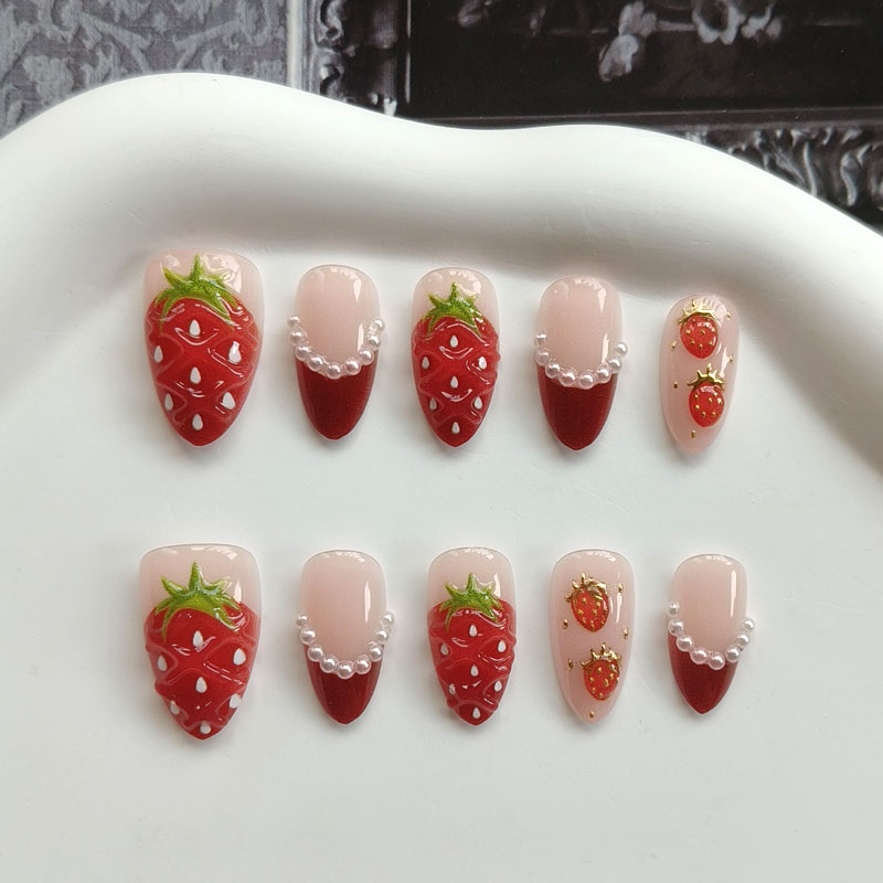 Nail Art Press On - 10 Adet Kadın Fransız Stili 3D