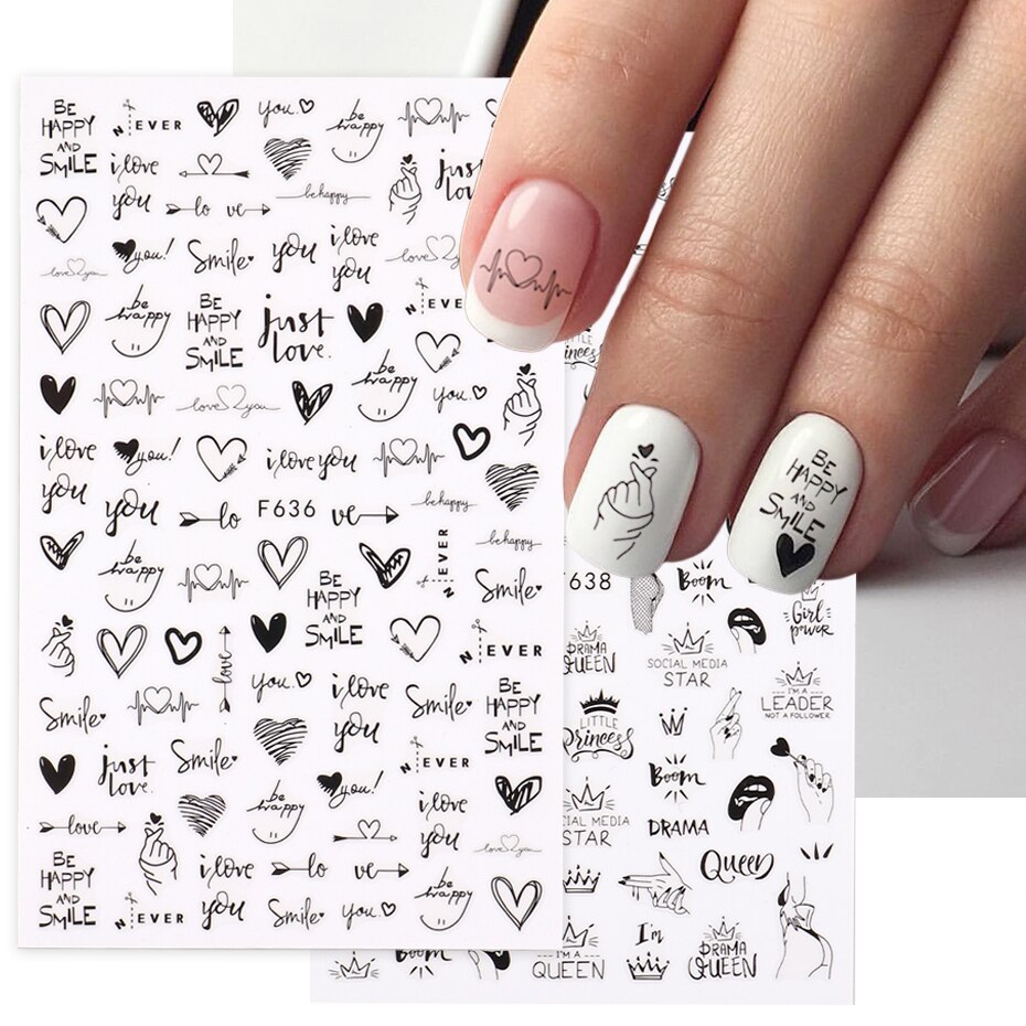 Nail Art Valentines Day - 2 adet kalp aşk tasarım 3D