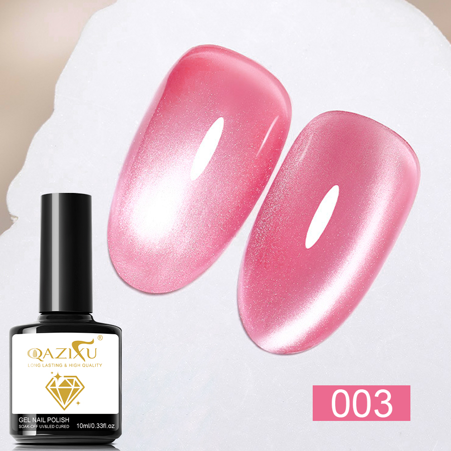Nail Art Valentines Day - Pembe Kedi Gözü Jel Oje Yarı