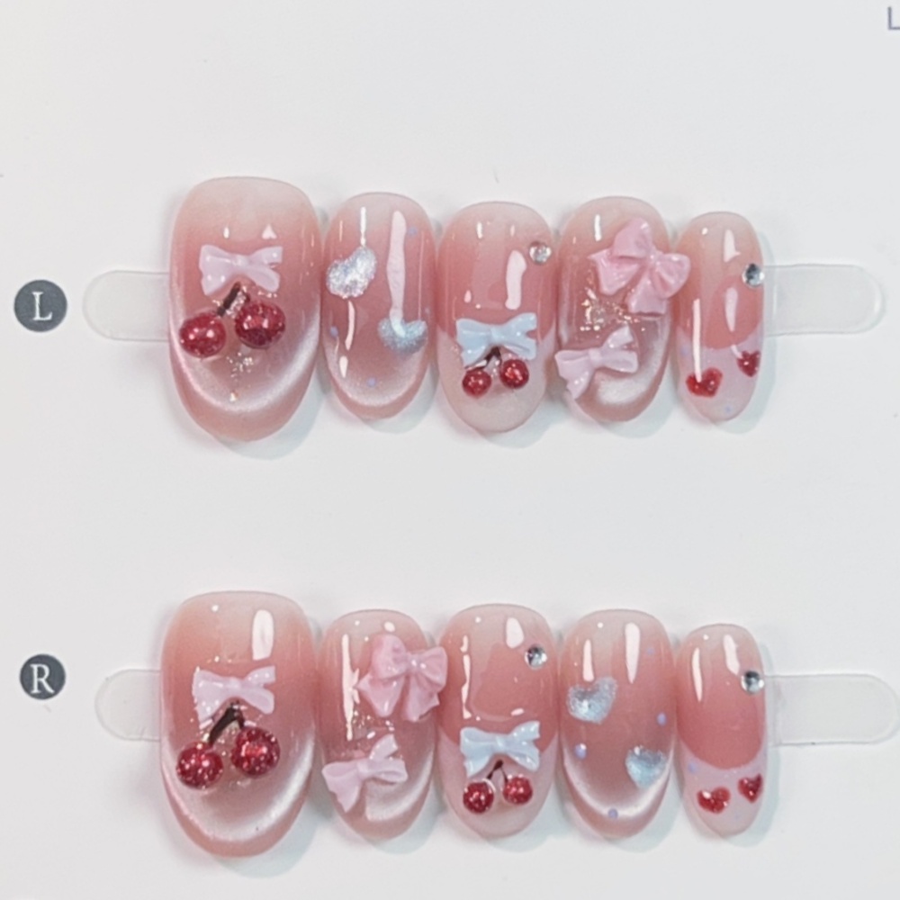 Nail Art Pink - 10 adet Kedi Gözü El Yapımı