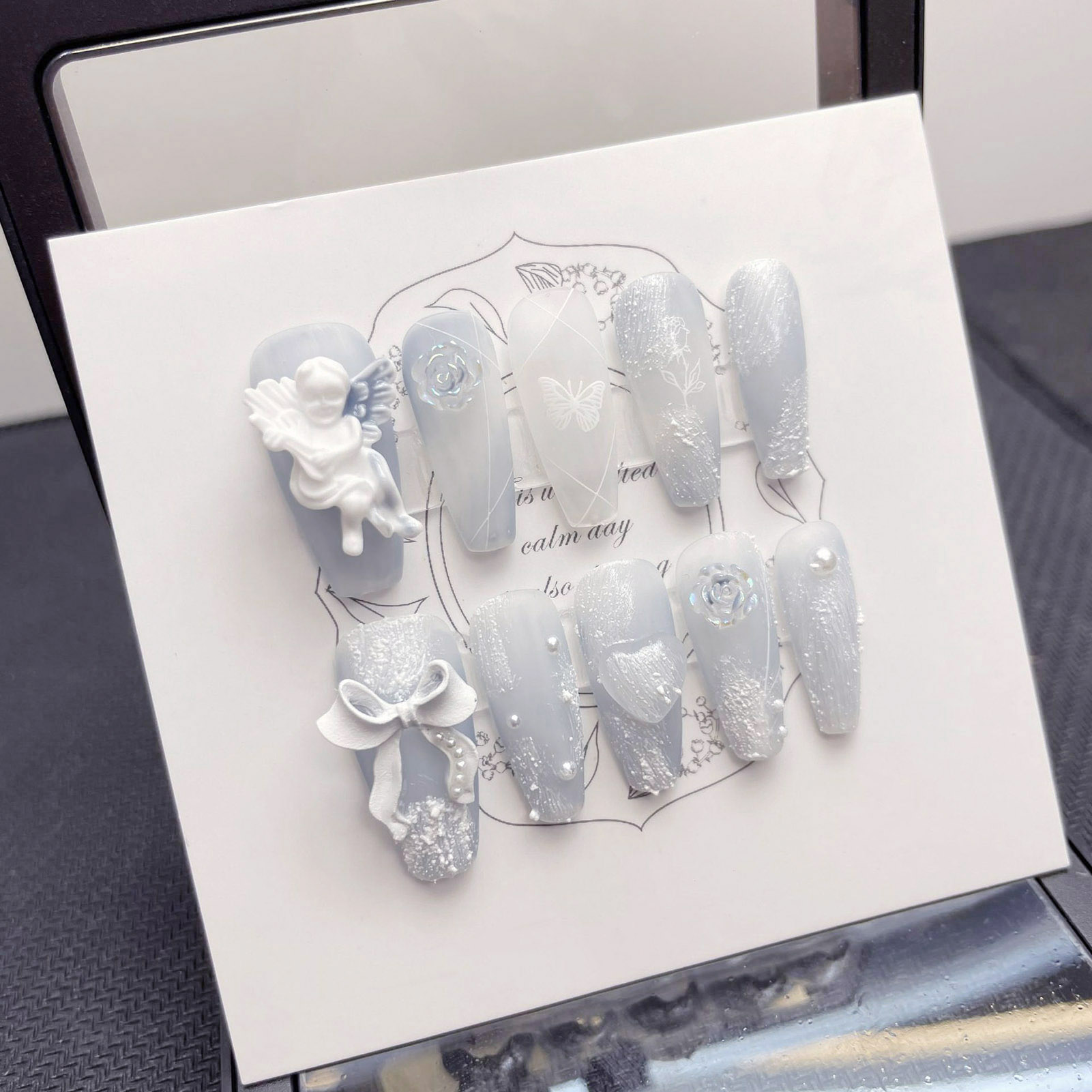 3D Alçı Melek Yanlış Çivi Parl - Nail Art Press On incelemesi ve fiyatı