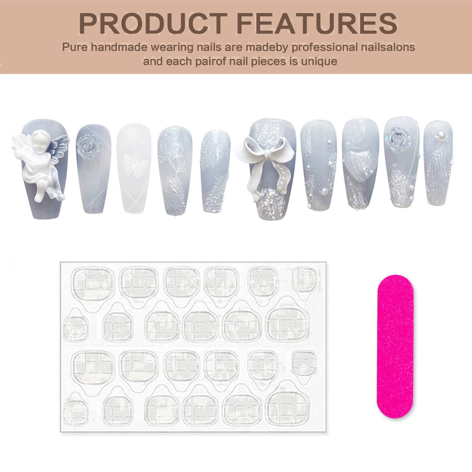 3D Alçı Melek Yanlış Çivi Parl - Nail Art Press On incelemesi ve fiyatı
