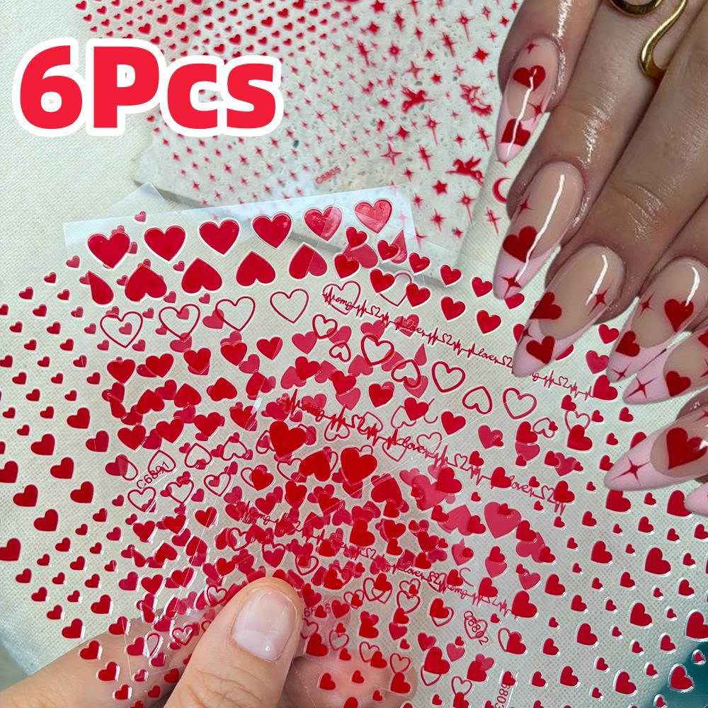 6 adet/takım Kırmızı Aşk-Kalp  - Nail Art Valentines Day incelemesi ve fiyatı