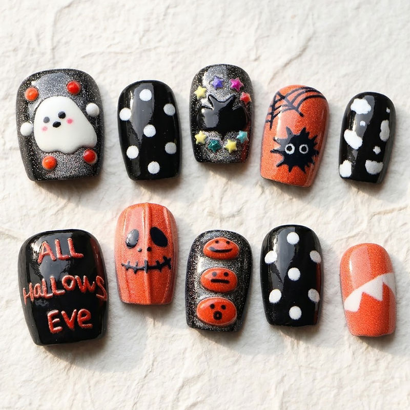 10 Adet Cadılar Bayramı Korkul - Nail Art Press On incelemesi ve fiyatı