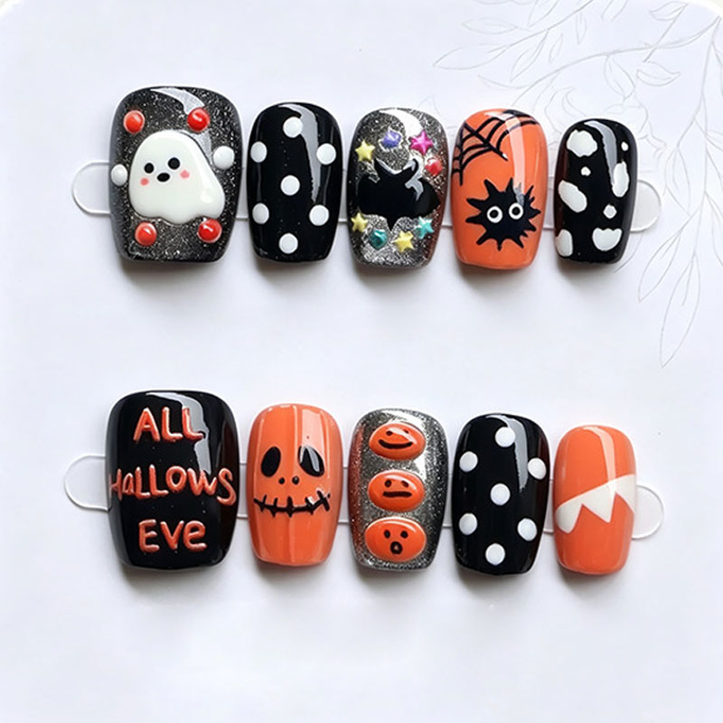 10 Adet Cadılar Bayramı Korkul - Nail Art Press On incelemesi ve fiyatı